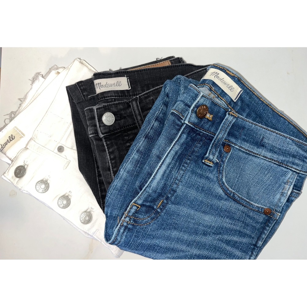 Madewell Skinny Jeans Bundle 3 Pairs White Black Blue High Mid Rise Size 25/26